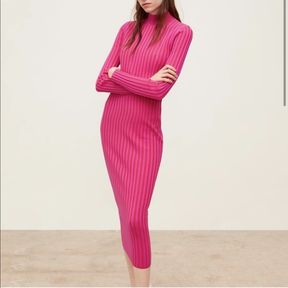 Zara Dresses & Skirts - Zara Fitted Two Tone Knit Dress Medium Fuchsia
